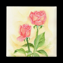 Pink Roses Flower Painting Art - Multi magnets