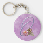 Pink Roses Monogram O Keychain