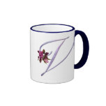 Pink Roses Monogram V Mugs