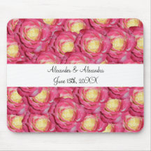Pink roses wedding favours mouse pad
