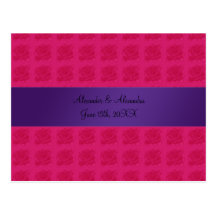 Pink roses wedding favours postcards