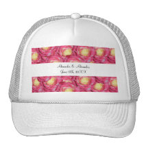 Pink roses wedding favours trucker hat