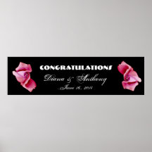 Pink Roses Wedding or Engagement Banner Poster