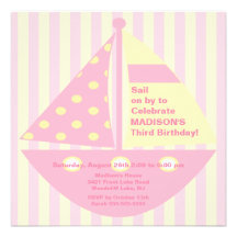 PINK Sailboat Birthday Invitation