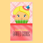 Pink Salmon Cupcake Baker Bakery Business Card business cards