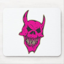 Pink Scary Demon Skull Mouse Mat