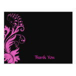 Pink Scrolling Fern Wedding Thank You postcards