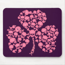 Pink Shamrock Skulls Mouse Pads