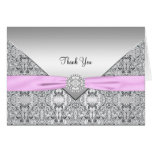 Pink Silver Elegant Thank You Card
