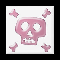 Pink Skull and Crossbones magnets