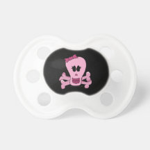 Pink Skull and Crossbones with Bow Babys Binkie