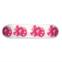 Pink skull with splatter skateboard