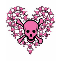 Pink Skulls in Heart Shape Tshirts