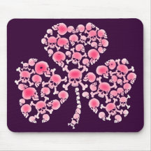 Pink Skulls Shamrock Mousepad