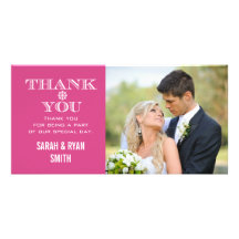 Pink Snowflake Wedding Photo Thank You Cards Custom Photo Card