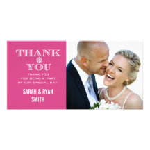 Pink Snowflake Wedding Photo Thank You Cards Picture Card