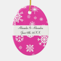 Pink snowflakes wedding favours christmas ornament