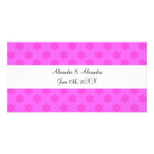 Pink snowflakes wedding favours customized photo card