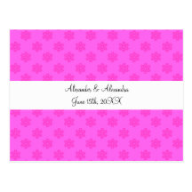 Pink snowflakes wedding favours postcards