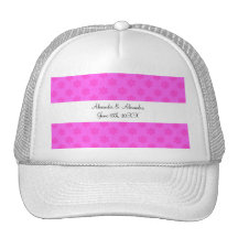 Pink snowflakes wedding favours trucker hats
