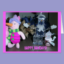 Pink Snowmen Assemblage Stovetop cards