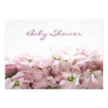 pink spring flowers baby shower invitation