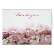 pink spring flowers thank you note card
