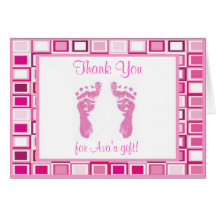 Pink Squares Baby Shower Thank You Cards