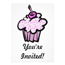 pink stars cupcake invites