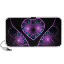 Pink Stereo Love Heart Fractal Portable Speaker
