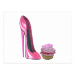 Pink Stiletto Shoe and Cupcake Postcards