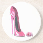 Pink Stiletto Shoe and Rose Coaster