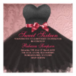 Pink Sweet Sixteen Black Dress Birthday Invitation invitations