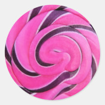 Pink Swirl Lolly Round Sticker