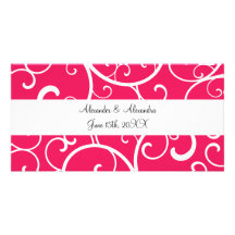 Pink swirls wedding favours photo greeting card
