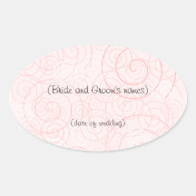 Pink Swirls Wedding Sticker