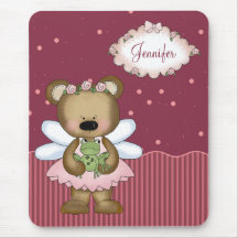Pink Teddy Bear Fairy Princess Mouse Pad