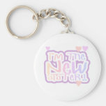 Pink Text I'm the New Sister Keychains