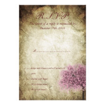 Pink Tree Wedding RSVP Custom Announcement