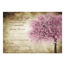 Pink Tree Wedding RSVP Invitation