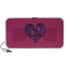 Pink trendy girly heart with purple material iPod speaker