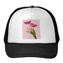 Pink Tulips Art Bouquet Mesh Hat