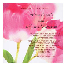 Pink Tulips Wedding Invitation