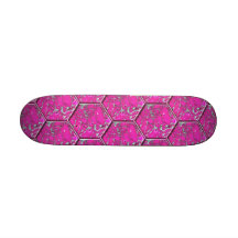 Pink Turquoise Hexagon Tiles Skate Board Decks