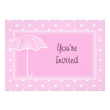 Pink Umbrella  Baby Shower  Invitation