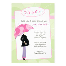 Pink Umbrella - Baby Shower Invitation - It's a Gi