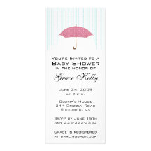 Pink Umbrella Baby Shower Invite