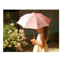 Pink Umbrella Girl Post Card