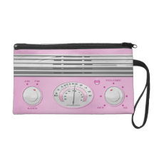Pink Vintage Radio Wristlet Purses