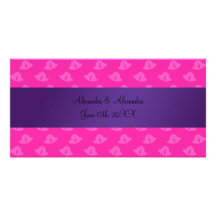 Pink wedding bells wedding favours custom photo card